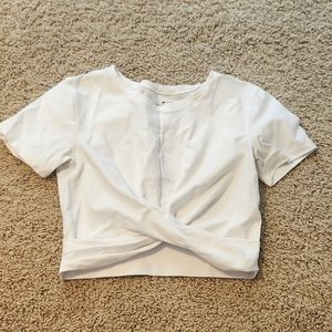 Under Armour White Twist Tie Crop Top Heatgear Size Small
